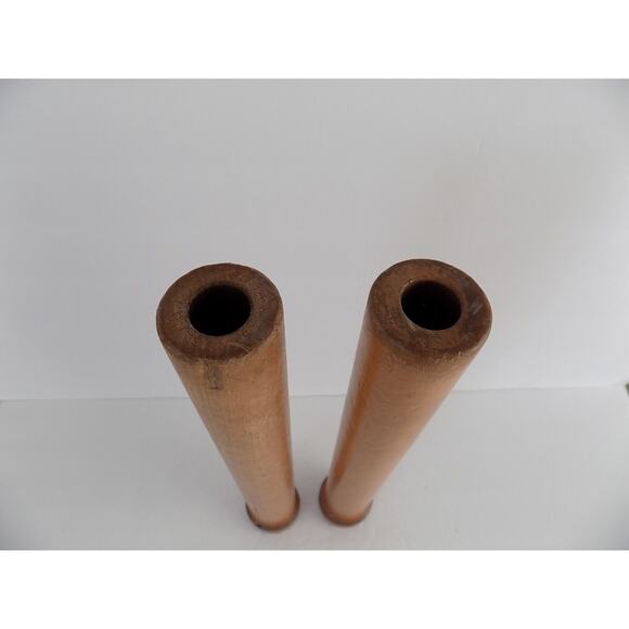 Wood Spools Bobbins Wooden Industrial 14" candle holder SET of 2 - Picture 3 of 6